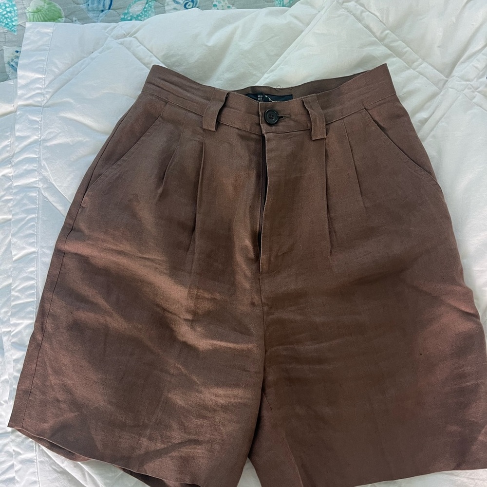 Banana Republic Brown Flat-Front Pleated Womens Shorts